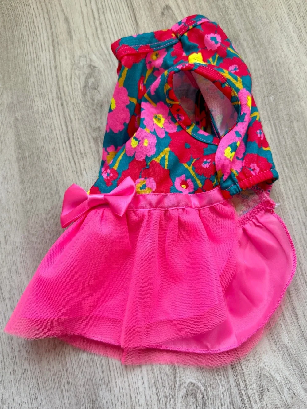 Pet/Puppy Dog - Floral with Hot Pink & Teal Tulle Dress - size XS
